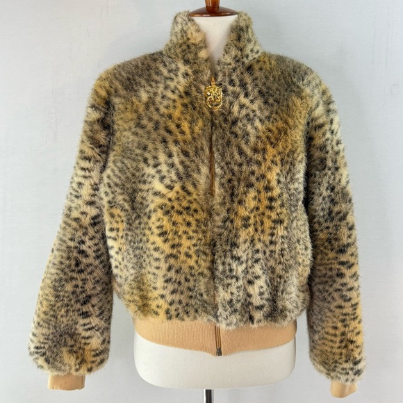 St. John Jackets & Blazers - St. John Animal Print Faux Fur Bomber Jacket